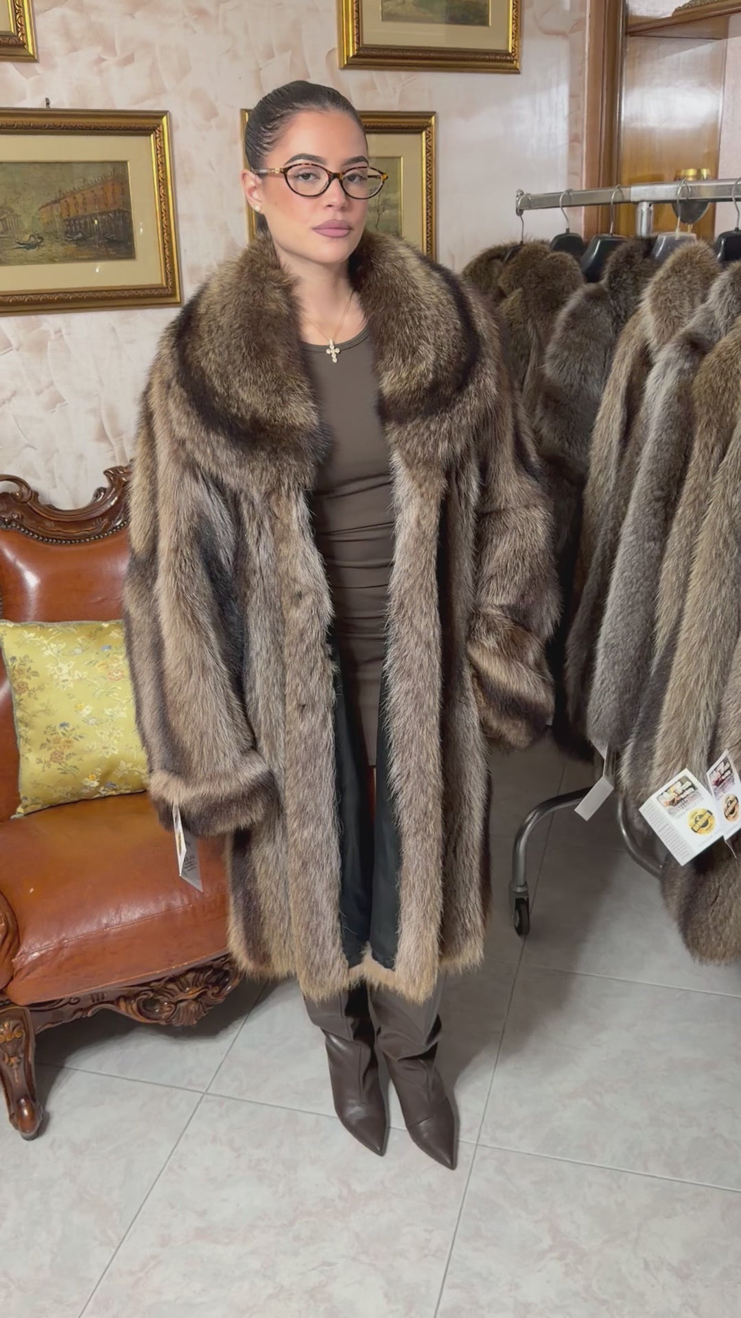 Raccoon fur jacket