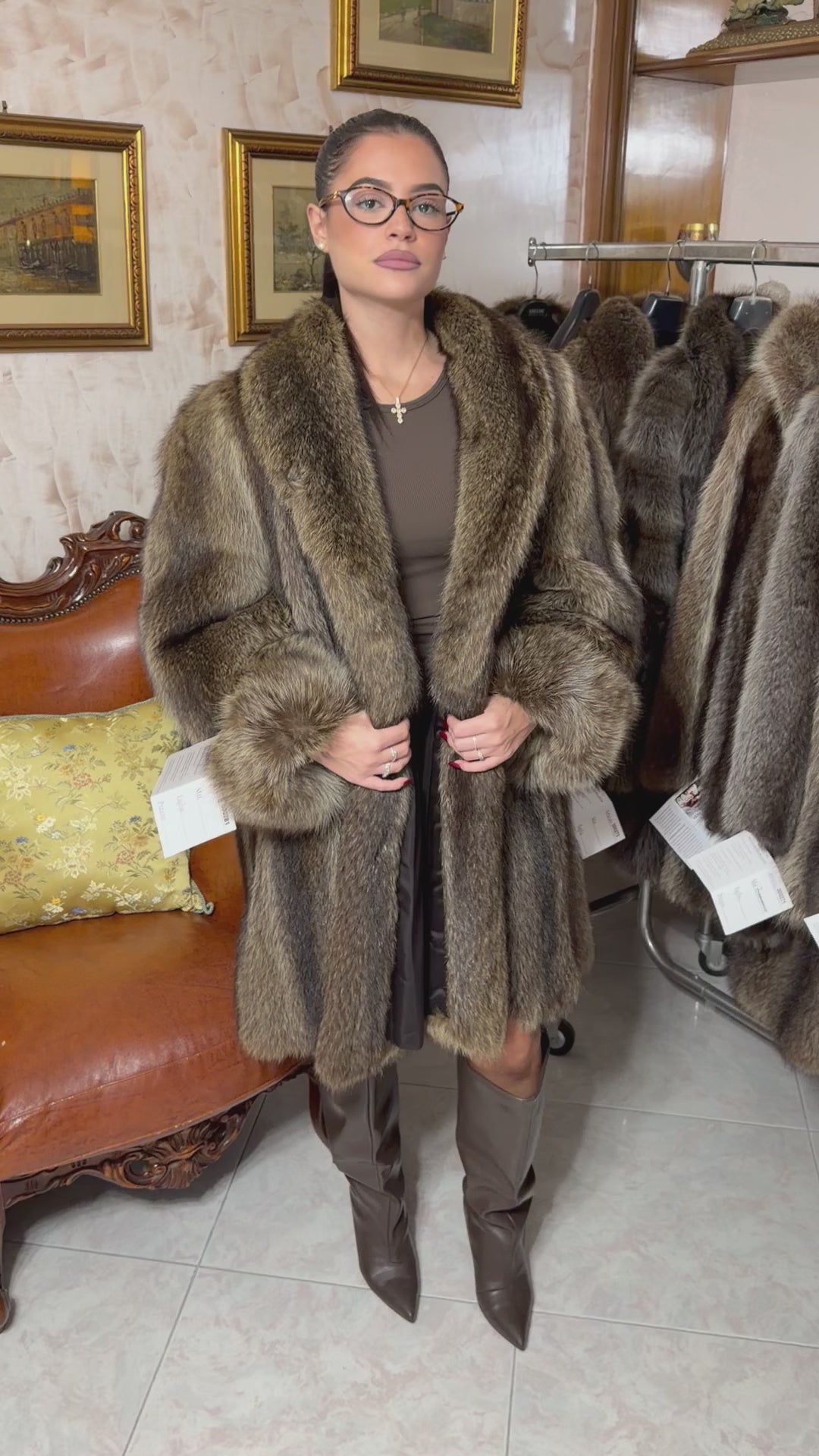 Raccoon fur jacket