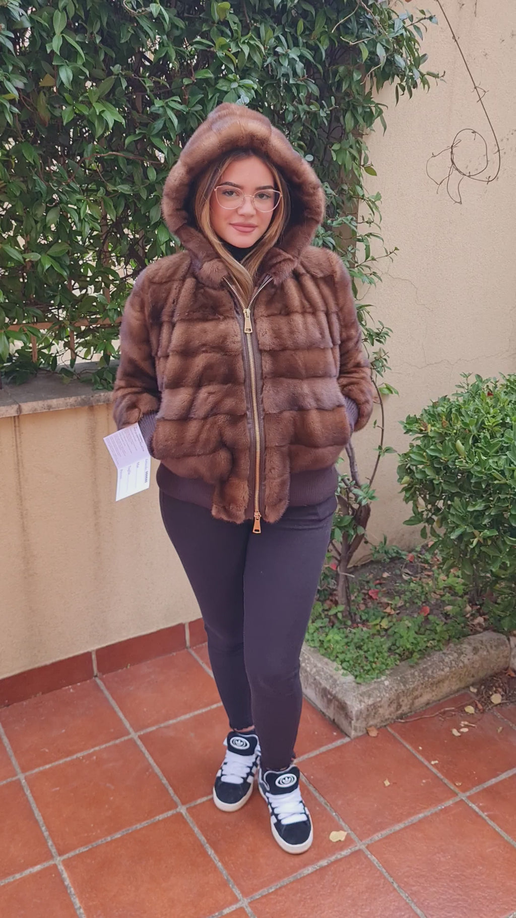 Mink fur bomber jacket
