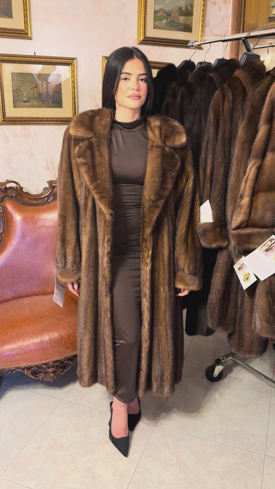 vintage long mink fur coat