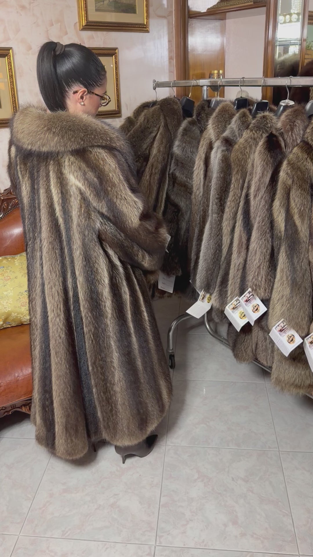 Raccoon fur jacket