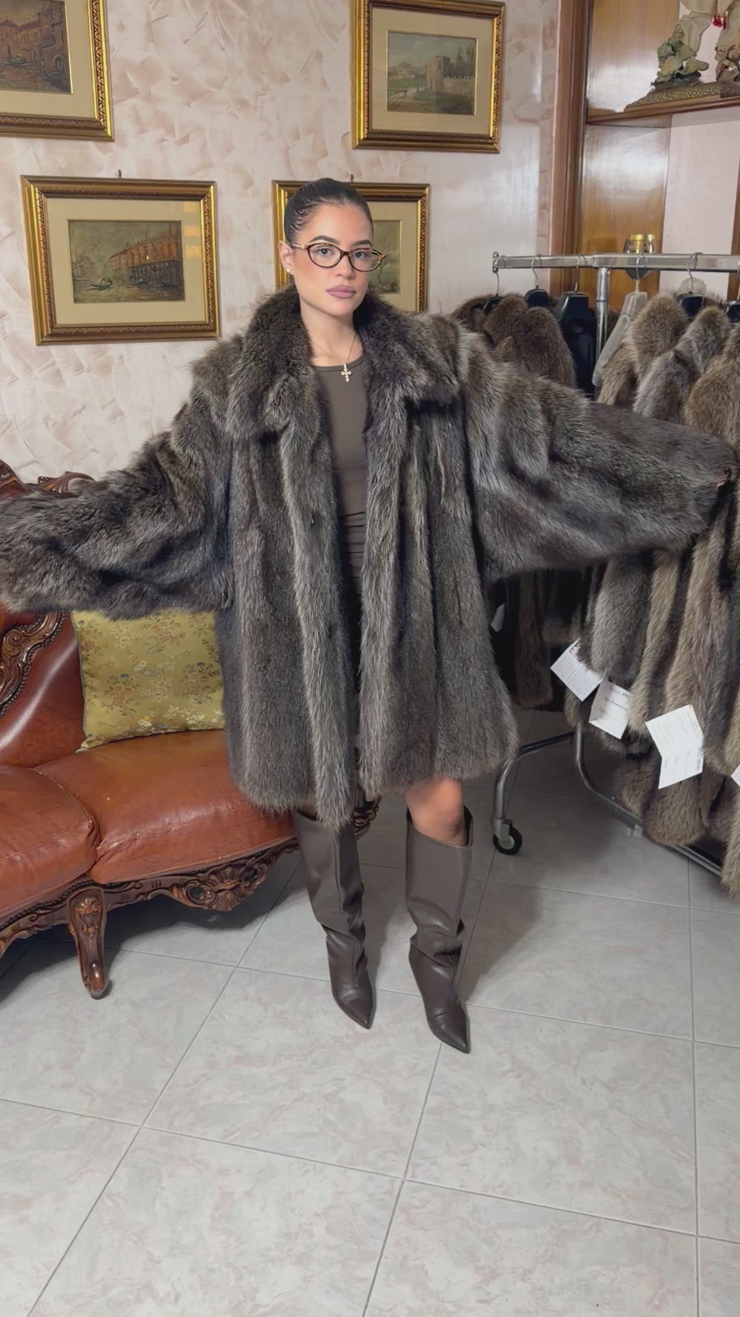 Raccoon fur jacket