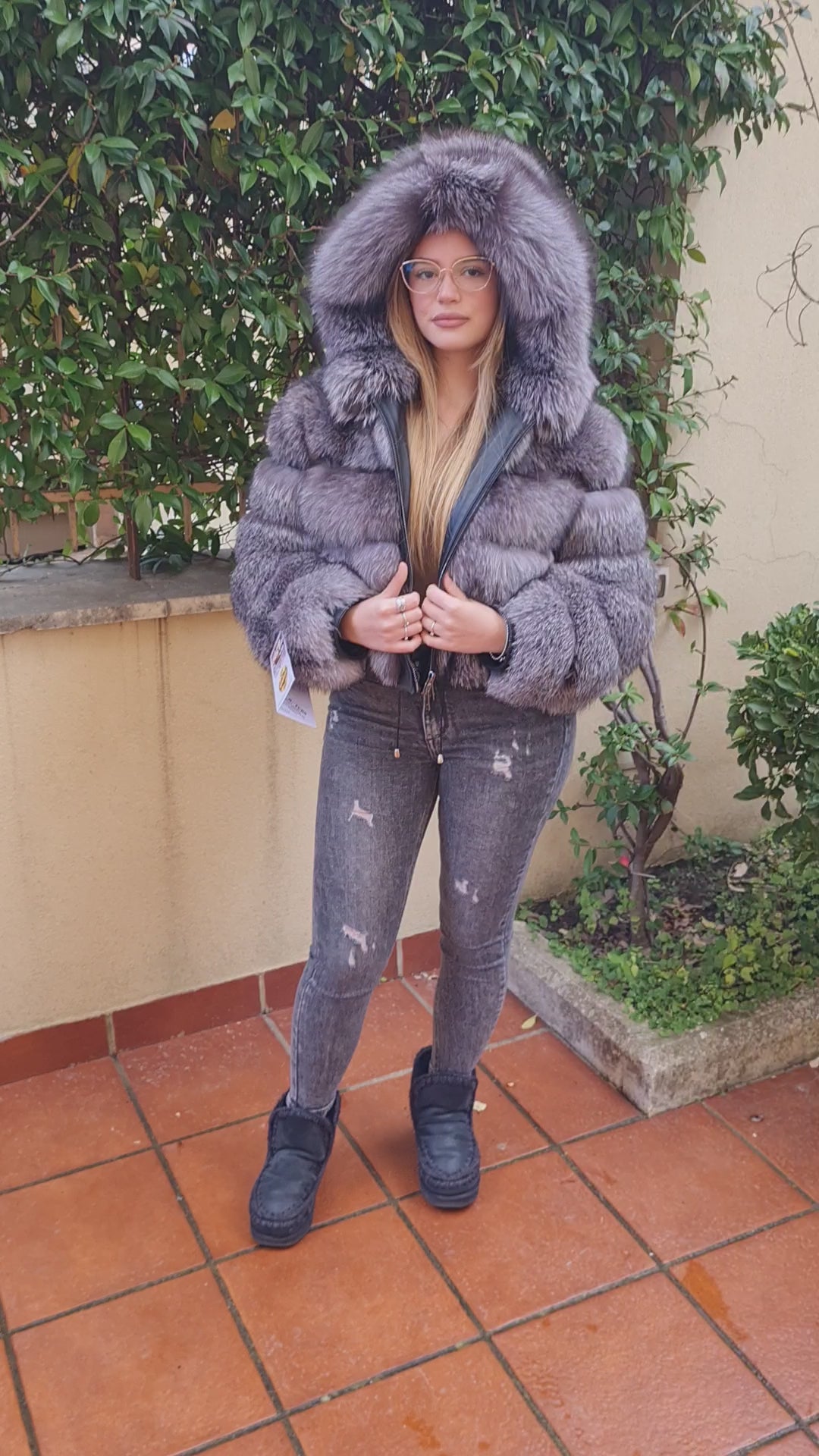 Fox fur bomber