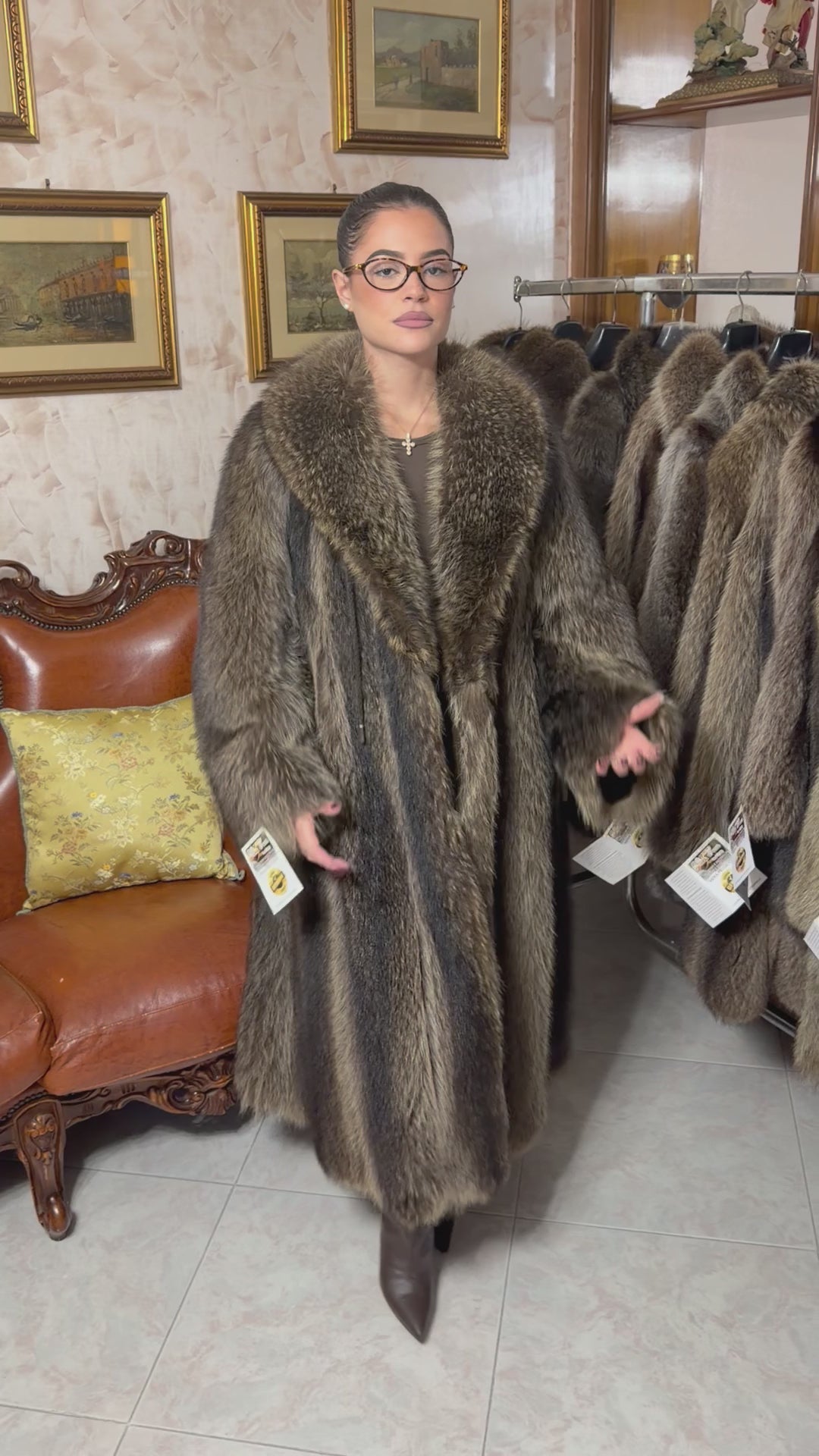 Raccoon fur jacket