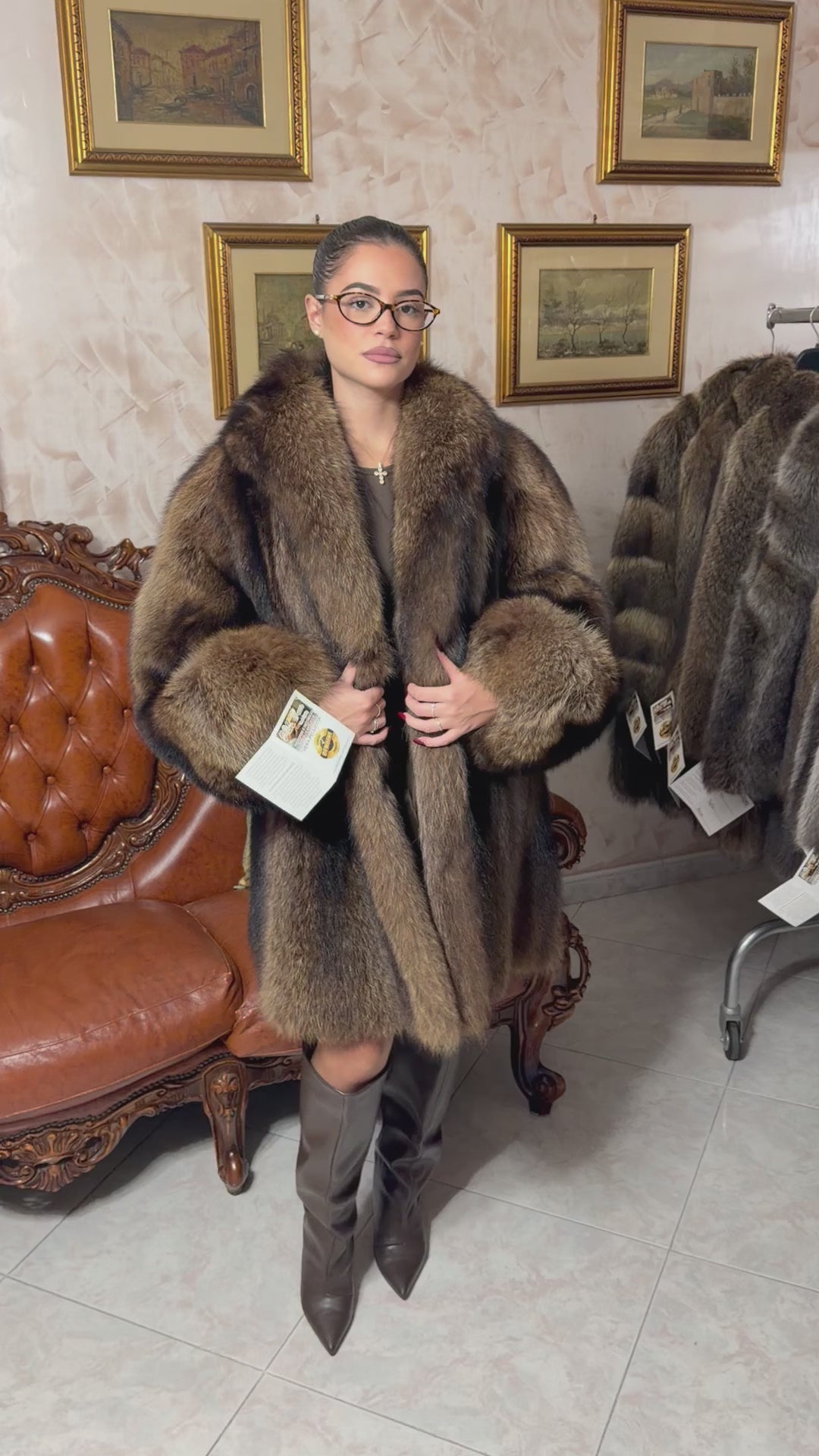 Raccoon fur jacket