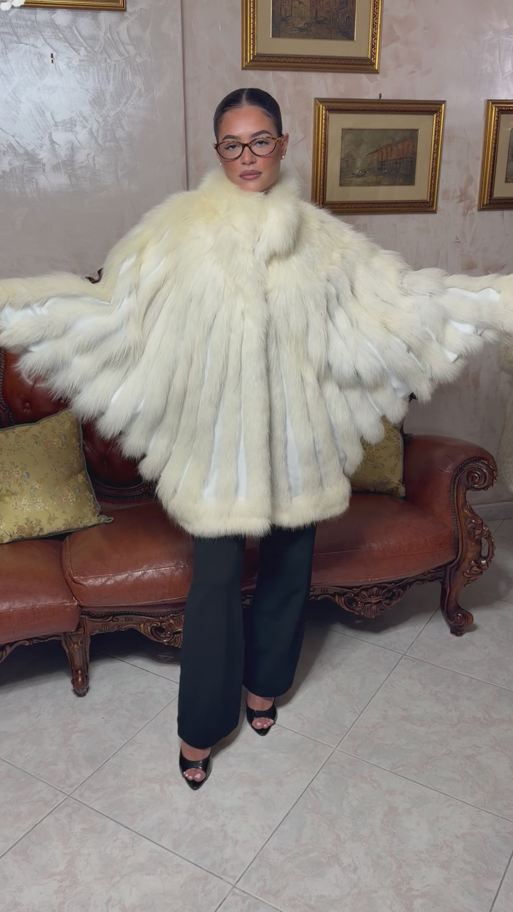 Mink fur cape jacket