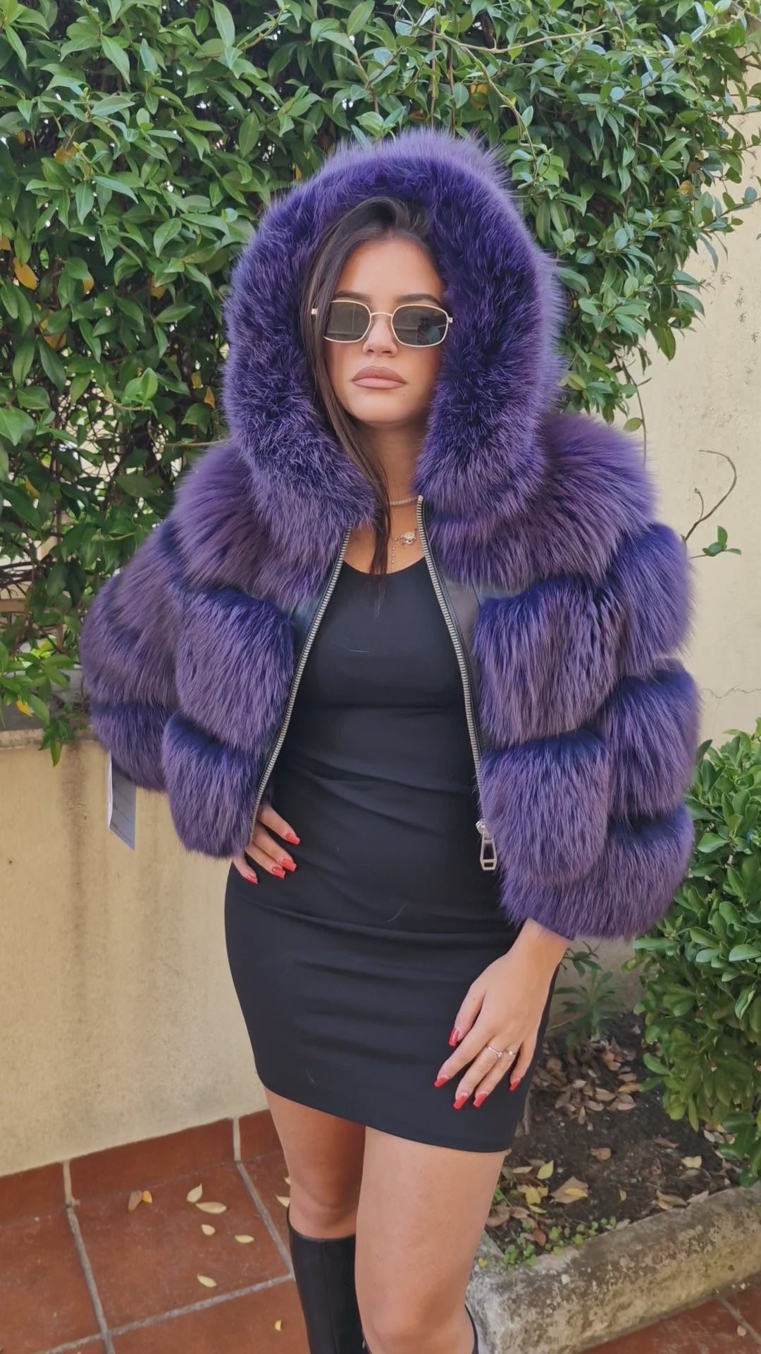 Fox fur bomber jacket