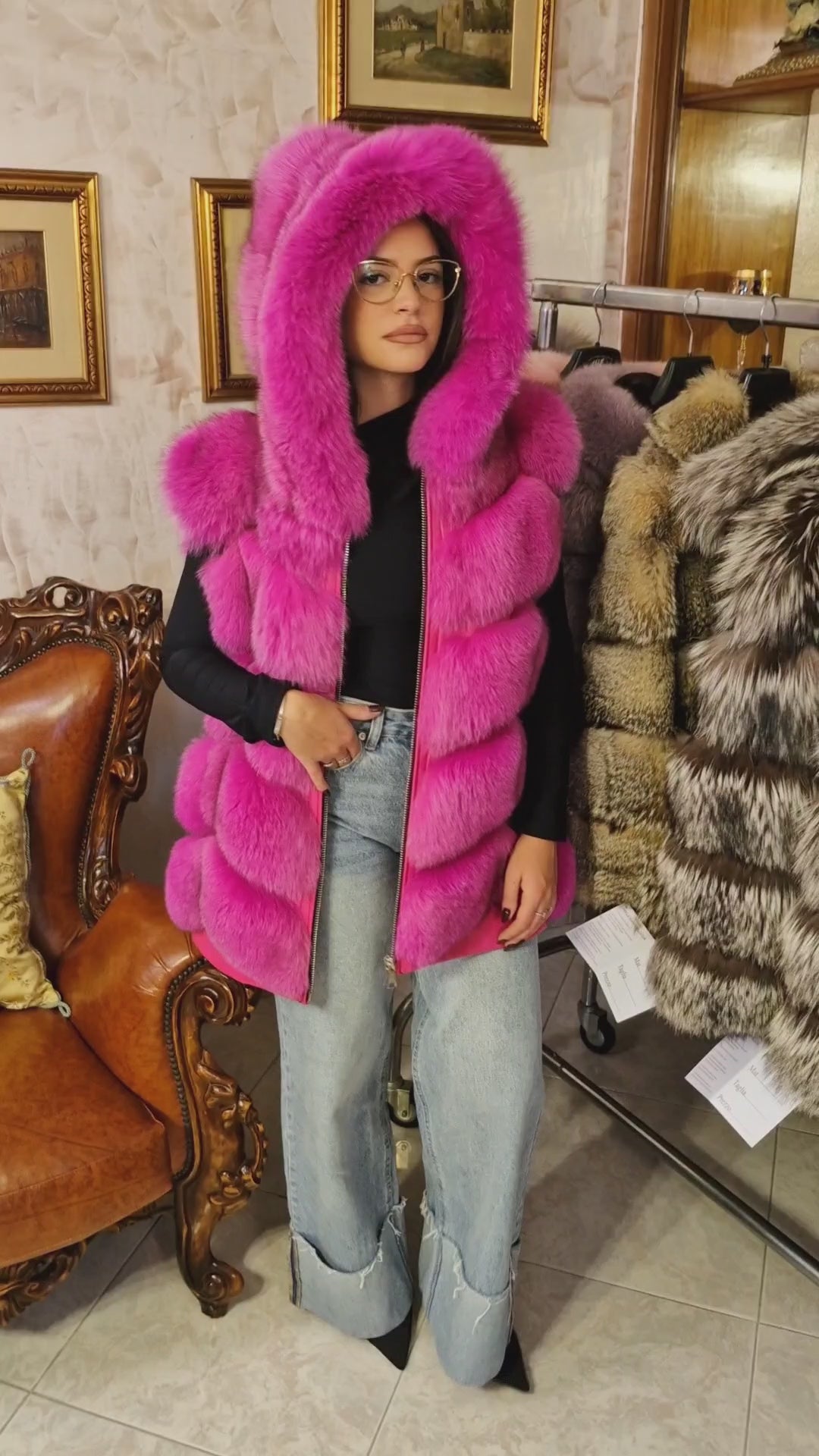 Gilet smanicato pelliccia di volpe