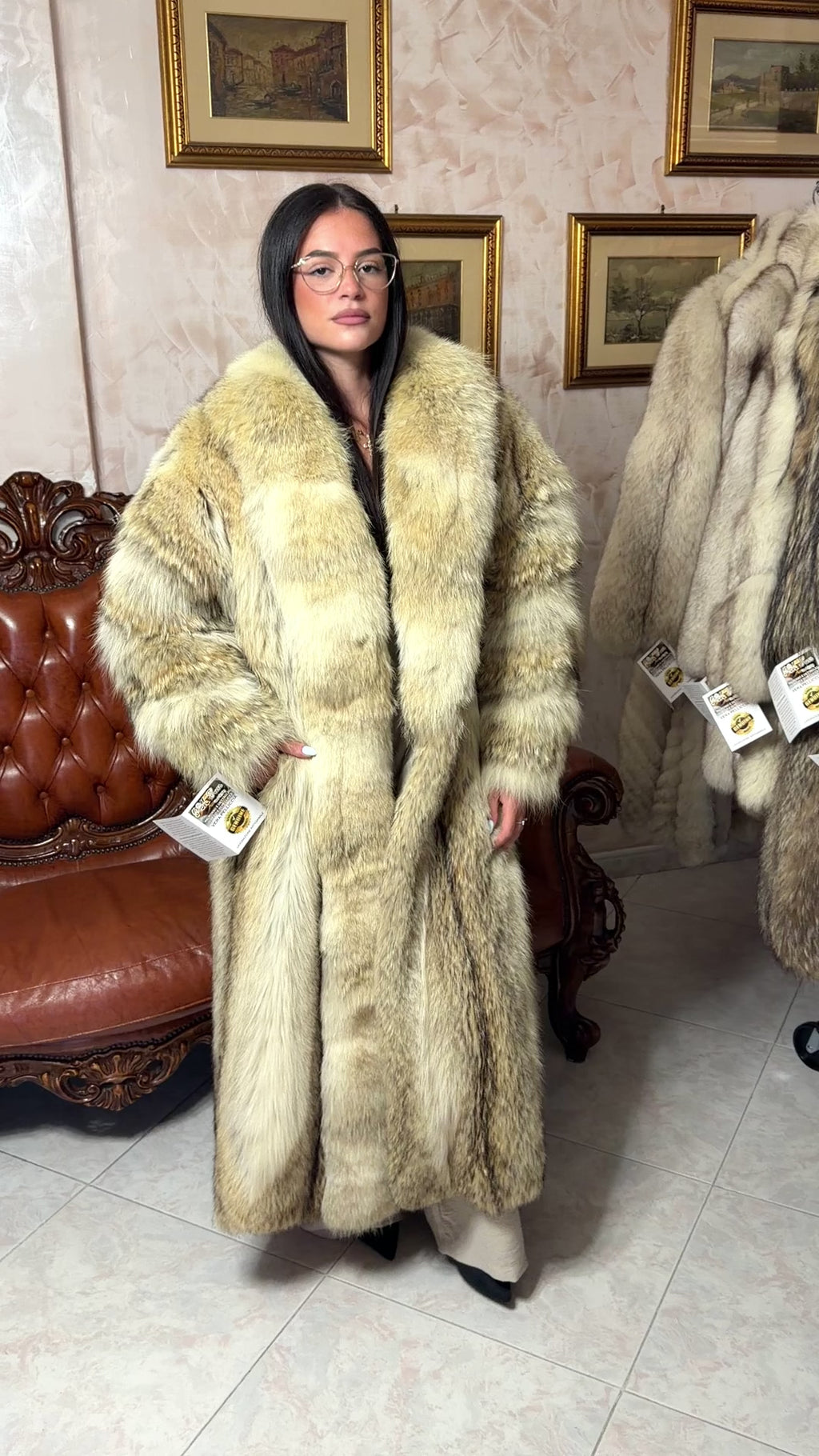 Cappotto pelliccia di coyote