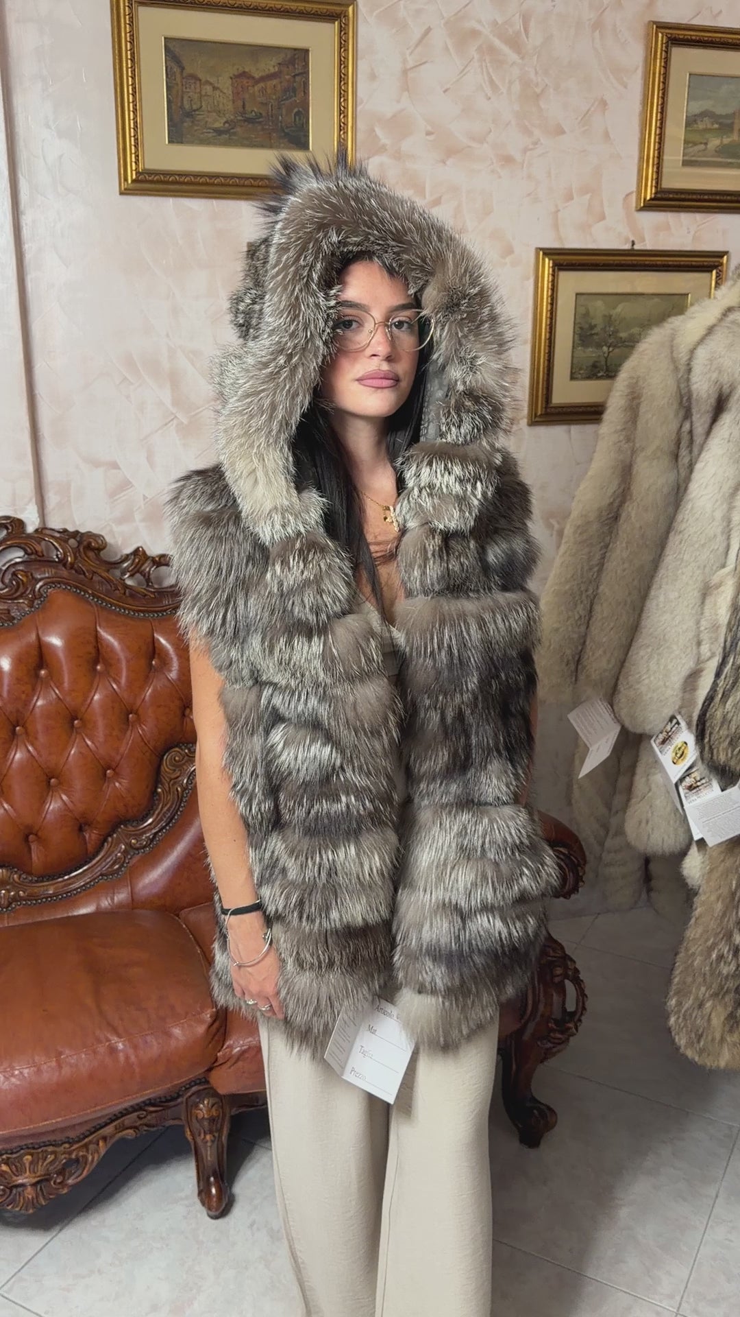 silver fox fur waistcoat