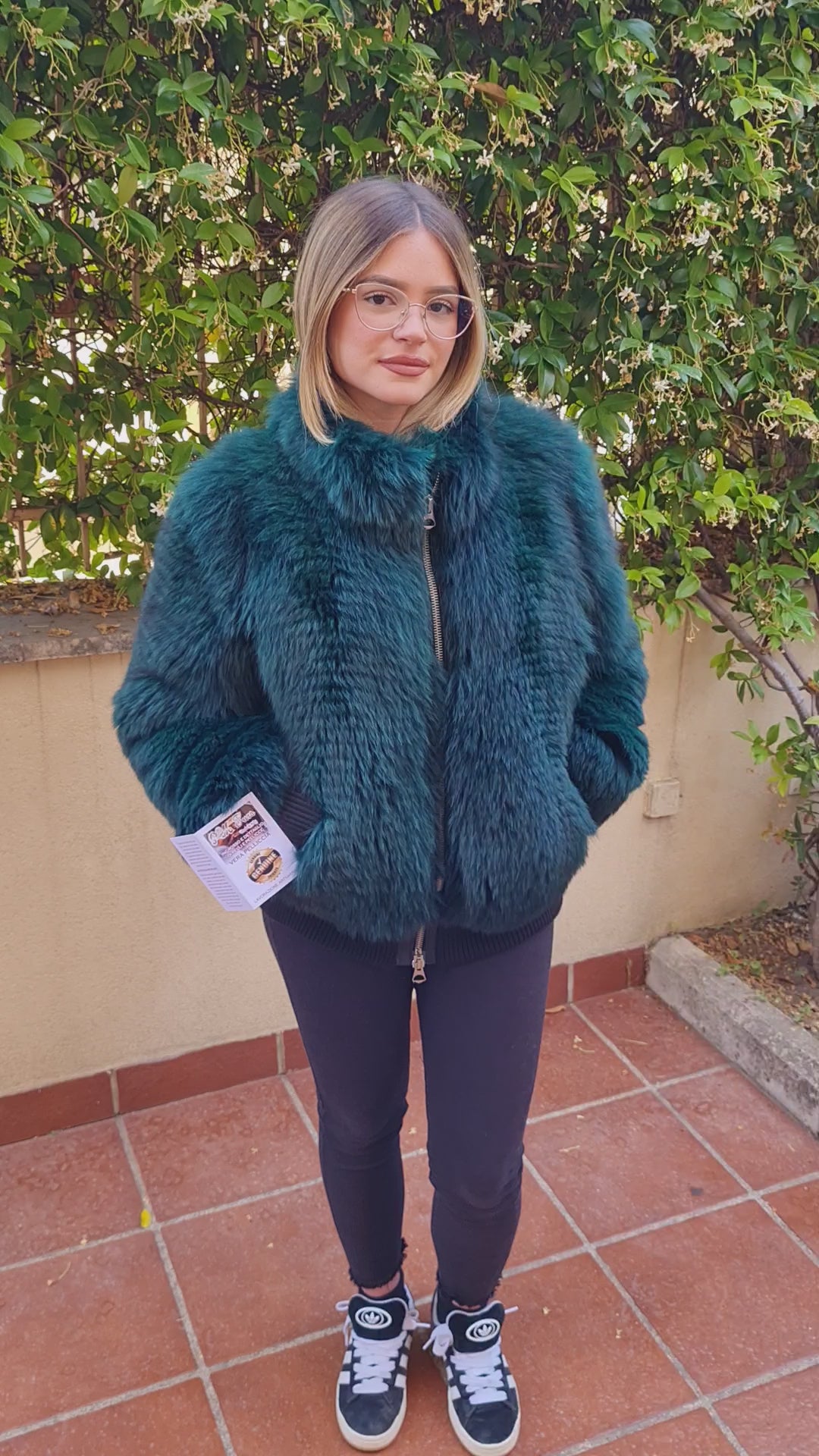 Fox fur bomber jacket