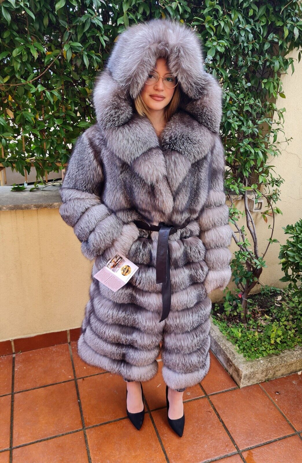 Frost fox fur coat