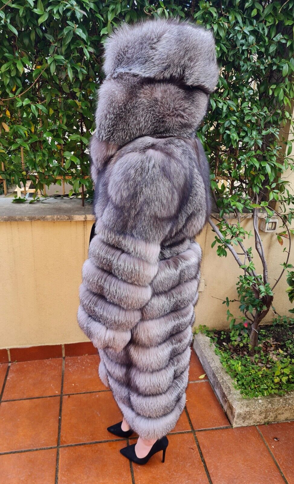 Frost fox fur coat
